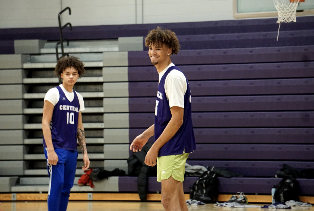 Junior Braylon Owens participates in the drills at practice, and is being coached.